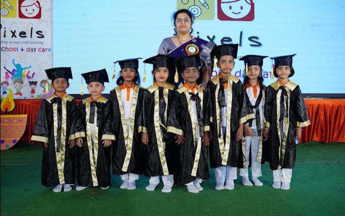Pixels Playschool & Daycare preschool building in Nizampet, Hyderabad