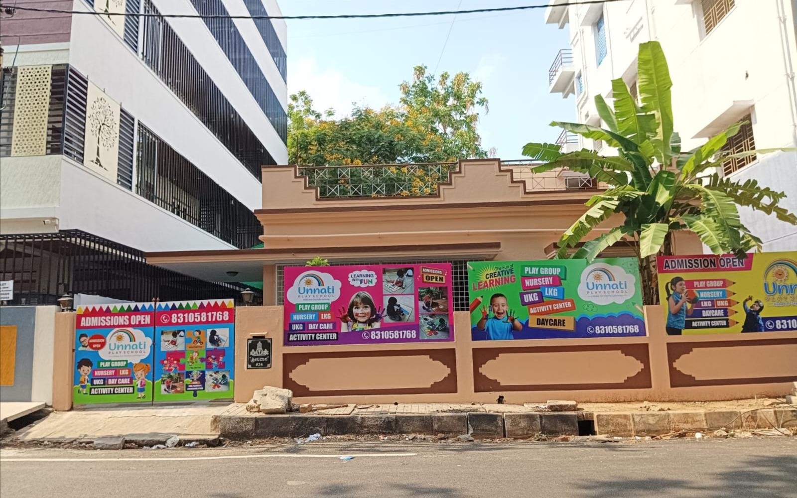 Unnati Playschool preschool building in Vidyaranyapura, Bengaluru