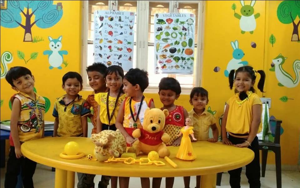 Hello Kids Skylark preschool building in Tarsali, Vadodara