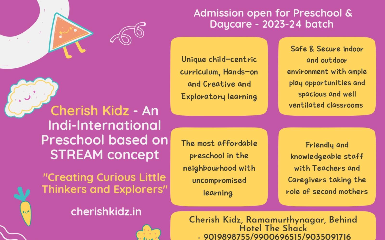 Cherish Kidz - An Indi-International Preschool and Daycare preschool building in Vidyaranyapura, Bengaluru