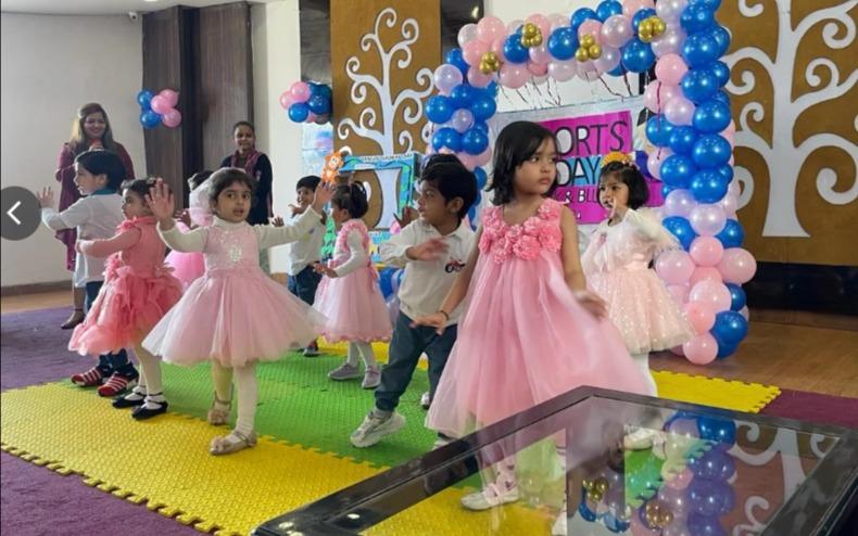 Pink And Blue Sector 74 preschool building in Sector 74, Noida